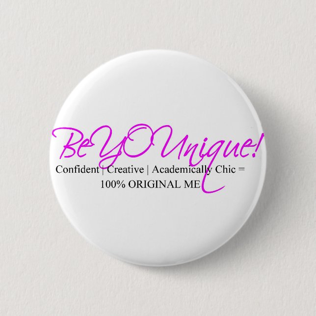 Badge Rond 5 Cm beyounique-signature-rose et noir (Devant)