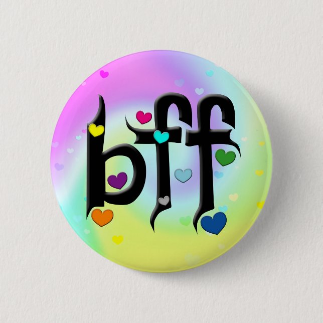 Badge Rond 5 Cm bff ~ coeurs (Devant)
