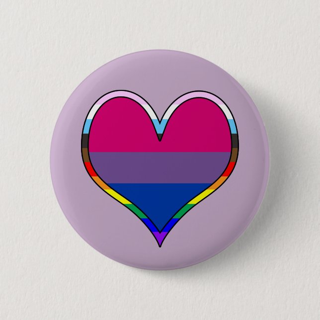 Badge Rond 5 Cm Bi Bouton Coeur Pride (Devant)