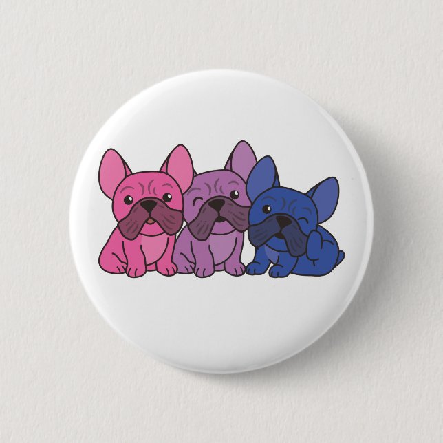 Badge Rond 5 Cm Bi Drapeau Français Bulldog Pride Chiens Lgbtq Bou (Devant)
