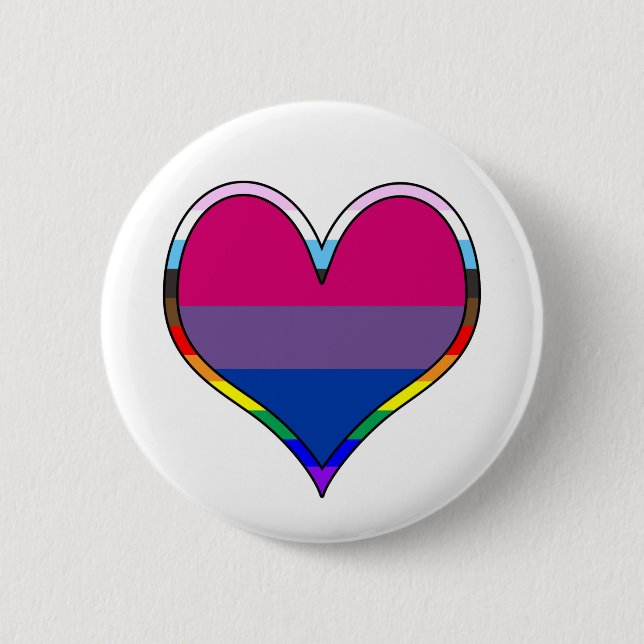 Badge Rond 5 Cm Bi Pride Coeur (Devant)