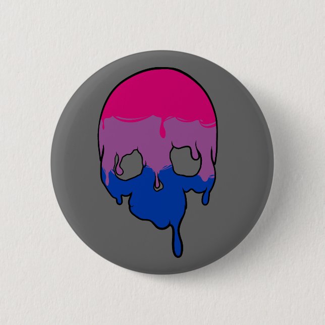 Badge Rond 5 Cm Bi Pride Déchirer le crâne (Devant)