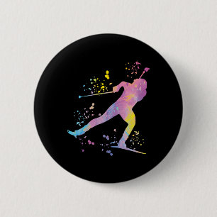 Badge Rond 5 Cm Biathlète Biathlon de ski nordique 12