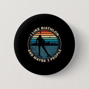 Badge Rond 5 Cm Biathlon Biathlet Ski Sports d'hiver