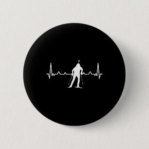 Badge Rond 5 Cm Biathlon Heartbeat Ski de fond hiver Spo
