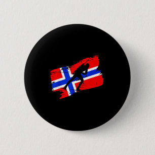 Badge Rond 5 Cm Biathlon norvège drapeau norvégien ski de fond