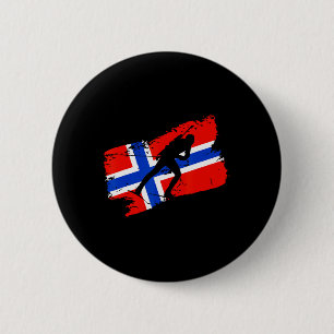 Badge Rond 5 Cm Biathlon Norvège Drapeau Norvégien Ski de Fond