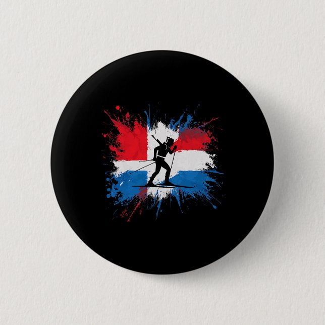 Badge Rond 5 Cm Biathlon Sport hivernal Ski Riffle tir Biath (Devant)