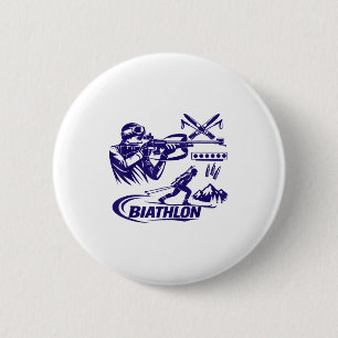 Badge Rond 5 Cm Biathlon sports d'hiver ski de fond