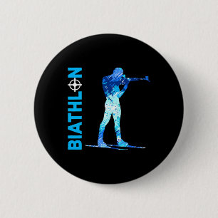 Badge Rond 5 Cm Biathlon Tir Et Ski Sports D'Hiver
