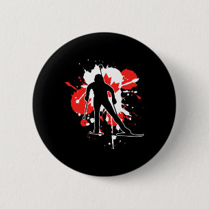 Badge Rond 5 Cm Biathloniste du drapeau du Canada - Biathlon canad