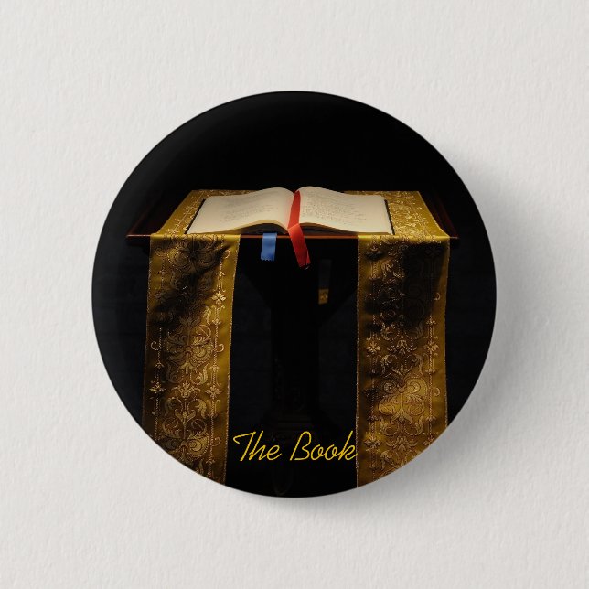 Badge Rond 5 Cm Bible à l'église (Devant)