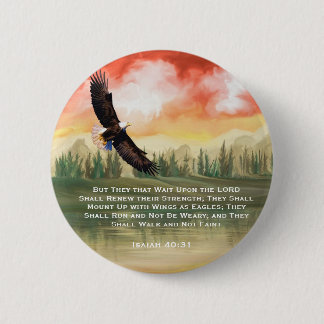 Badge Rond 5 Cm Bible Verse Ésaïe 40:31 Mont sur Aigle ailes