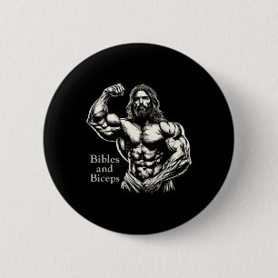Badge Rond 5 Cm Bibles Et Biceps - Drôle Bodybuilding Jesus Gym W