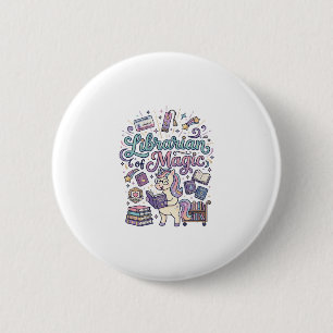 Badge Rond 5 Cm Bibliothécaire licorne de vêtements prêts à imprim