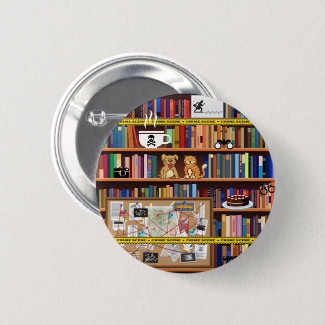 Badge Rond 5 Cm Bibliothèque Cosy Mysteries (Devant & derrière)
