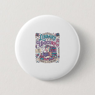 Badge Rond 5 Cm Bibliothèque de licorne Licorne Coloré POD Artwork