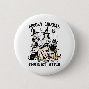 Badge Rond 5 Cm Bibliothèque éffrayante libérale féministe sorcièr