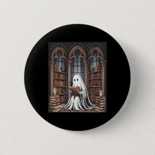 Badge Rond 5 Cm Bibliothèque Halloween Ghost Lecture Livres Amateu