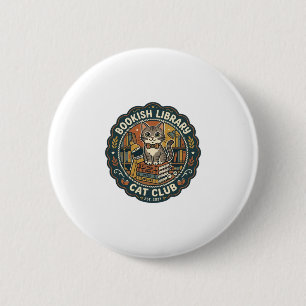 Badge Rond 5 Cm Bibliothèque livresque Chat POD Vector Art - Bibli
