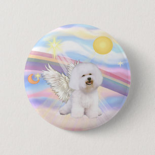 Badge Rond 5 Cm Bichon Frise Angel