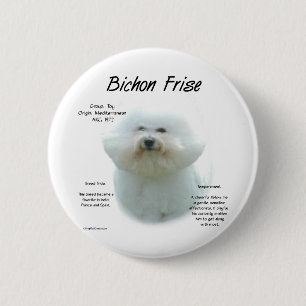 Badge Rond 5 Cm Bichon Frise Histoire; Tout sur Bichon Frise