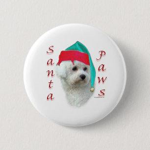 Badge Rond 5 Cm Bichon Frise Père Noël Paws