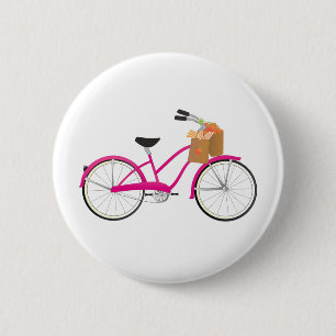 Badge Rond 5 Cm Bicyclette de roses indien avec des oranges