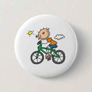 Badge Rond 5 Cm Bicyclette d'équitation de garçon de bâton
