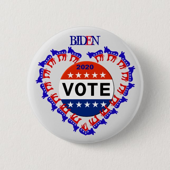 Badge Rond 5 Cm Biden - Bouton du vote démocratique (Devant)