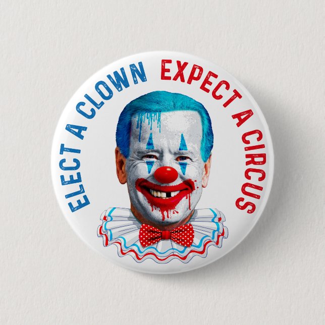 Badge Rond 5 Cm Biden face clown anti Biden Pro trump 2024 (Devant)
