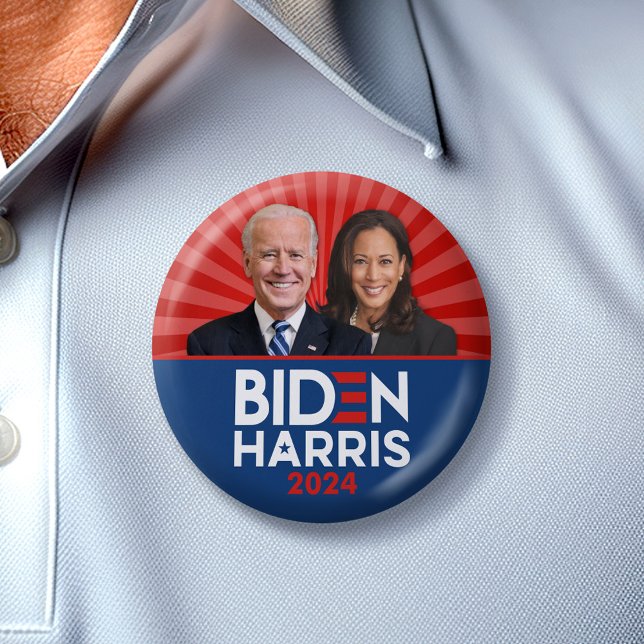 Badge Rond 5 Cm Biden Harris Photo - 2024 étoile - Bleu Bleu Blanc (Biden Harris 2024 Buttons)