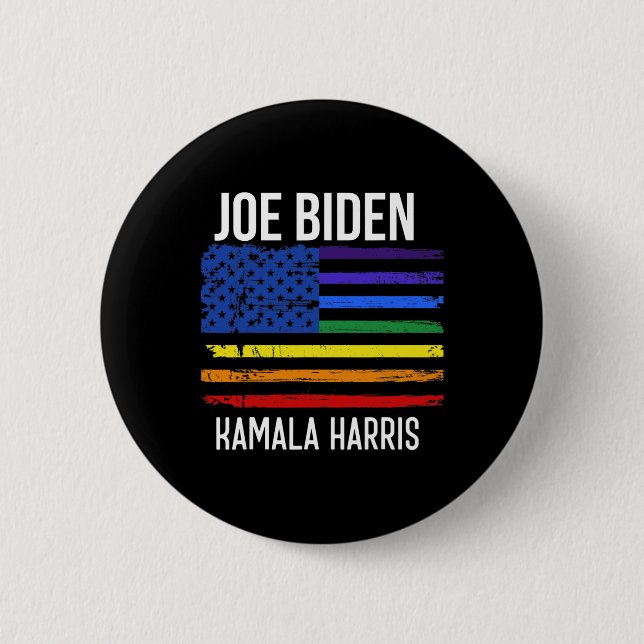 Badge Rond 5 Cm Biden Kamala Harris 2020 Rainbow Us Drapeau Lgbt E (Devant)