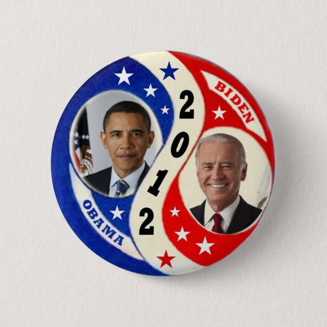 Badge Rond 5 Cm Biden Obama 2012 Jugate bouton (Devant)