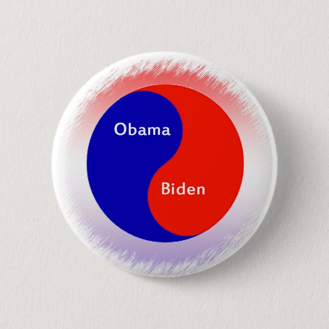 Badge Rond 5 Cm ~ Biden Yin Yang d'Obama (Devant)