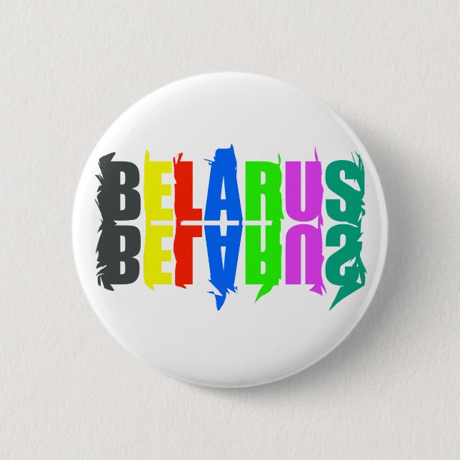 Badge Rond 5 Cm Biélorussie Colorful Happy Lettres (Devant)