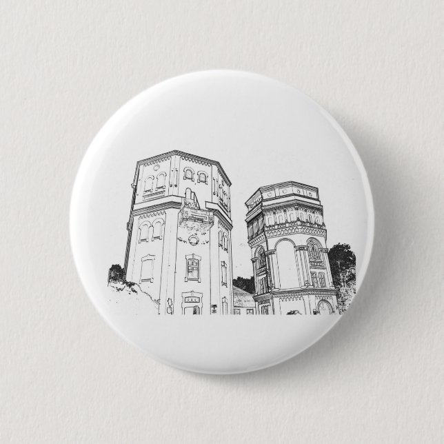 Badge Rond 5 Cm Biélorussie Tours à eau Grodno (Devant)