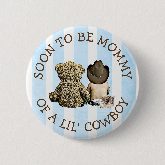 Badge Rond 5 Cm Bientôt être maman d'un bouton Lil Cowboy (Devant)