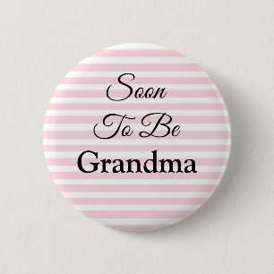 Badge Rond 5 Cm Bientôt le Baby shower rose de Grand-mère