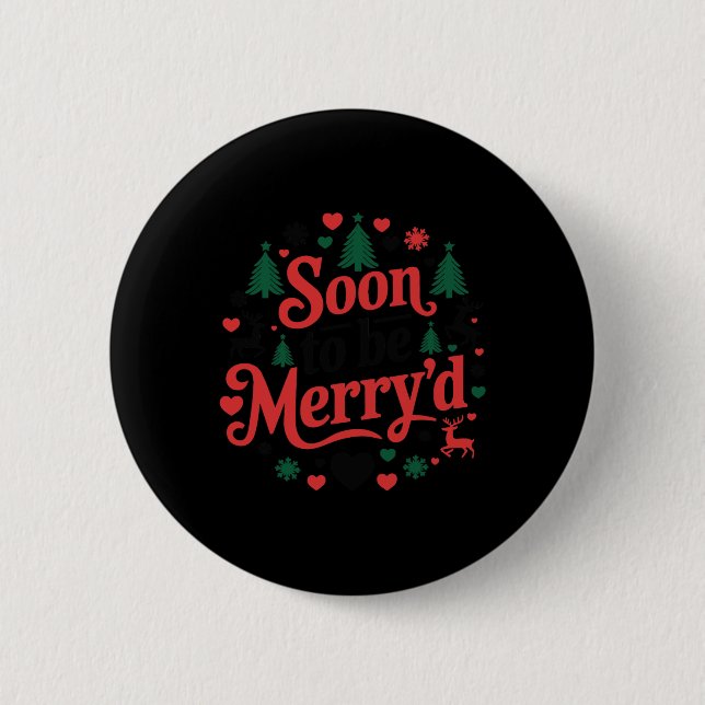 Badge Rond 5 Cm Bientôt Merryd Noël Engagé Couple Matchin (Devant)