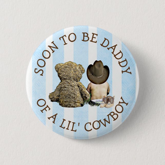Badge Rond 5 Cm Bientôt papa d'un Lil Cowboy Button (Devant)