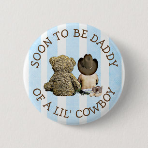 Badge Rond 5 Cm Bientôt papa d'un Lil Cowboy Button