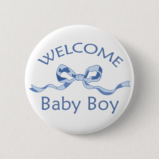 BADGE ROND 5 CM BIENVENUE BÉBÉ GARÇON (Devant)