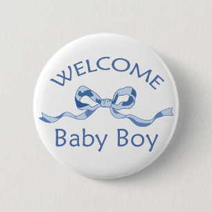 BADGE ROND 5 CM BIENVENUE BÉBÉ GARÇON