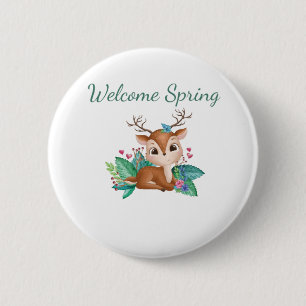 Badge Rond 5 Cm Bienvenue Spring Deer