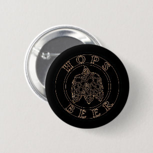 Badge Rond 5 Cm Bière de houblon - Noir d'or