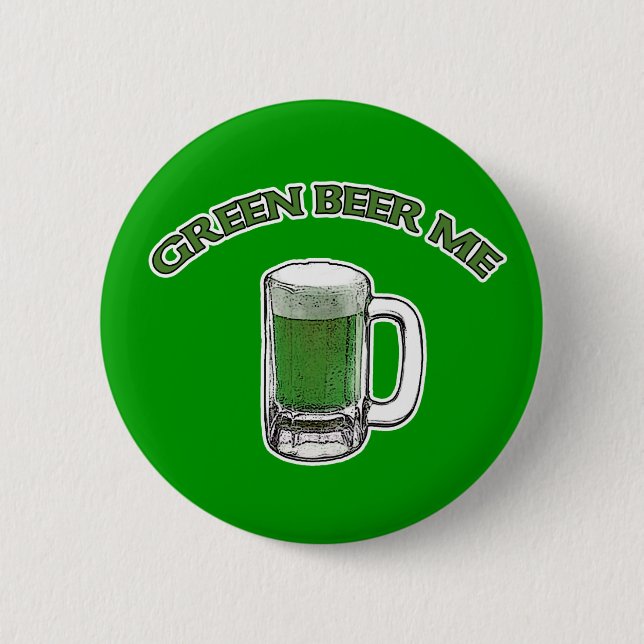 Badge Rond 5 Cm Bière de vert du jour de St Patrick je boutons (Devant)
