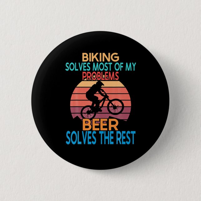 Badge Rond 5 Cm Bière Et Vélo Anniversaire (Devant)