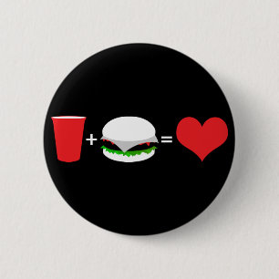 Badge Rond 5 Cm bière + hamburger = amour