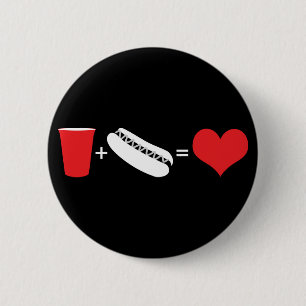 Badge Rond 5 Cm bière + hot dogs = amour